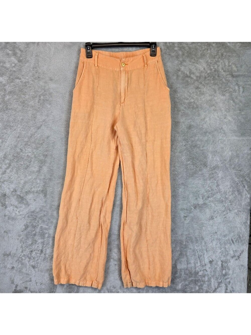 YFB Young Fabulous & Broke Pants Womens S Orange Linen Rayon Straight Relaxed